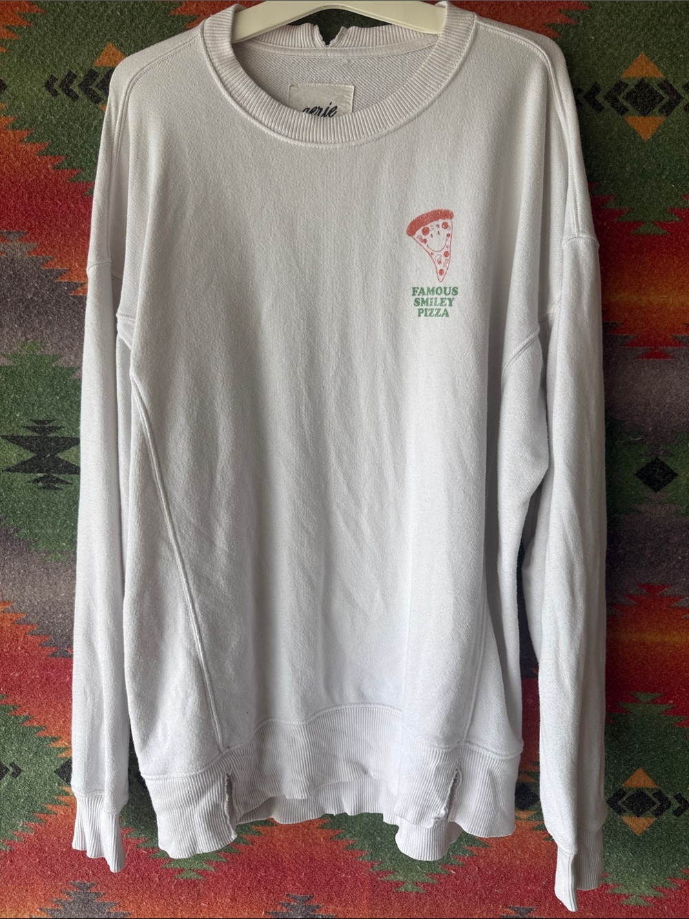 aerie White Sweatshirt with Black Logo